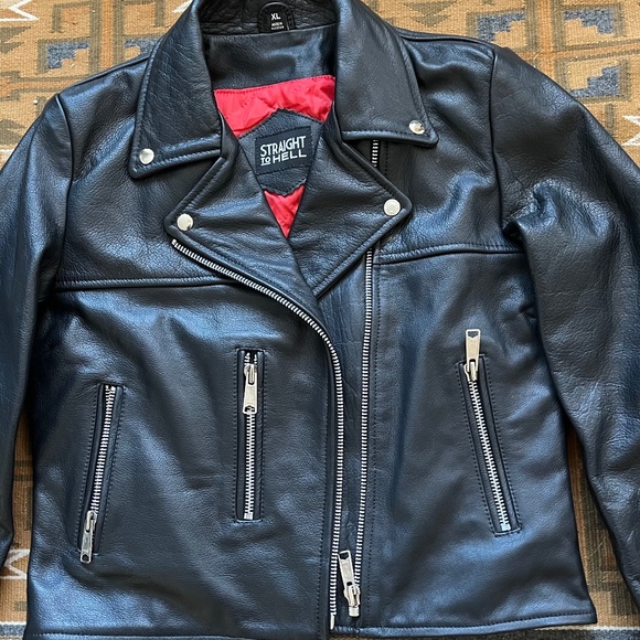 COPY - Women’s new black leather motorcycle jacket xl - Picture 1 of 5